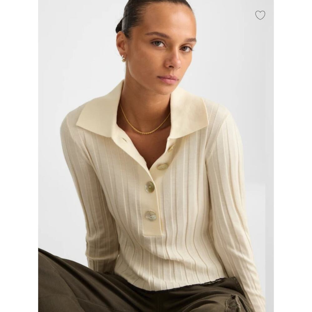 NWT Madewell Ribbed Polo Sweater Brown XXS